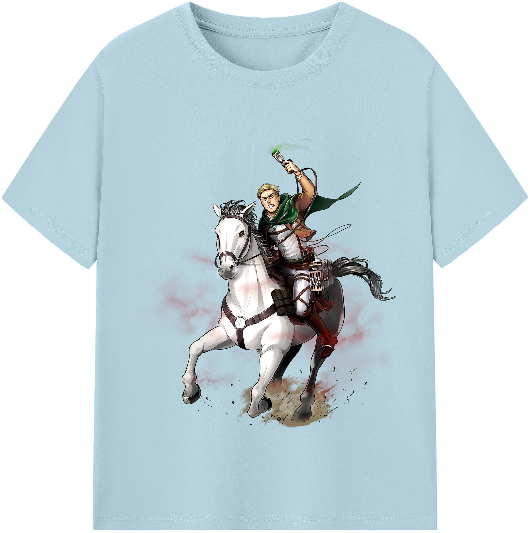 （画像用） 進撃の巨人 エルヴィン・スミス Attack on Titan Erwin Smith 綿100％半袖Tシャツ（フロントプリント）